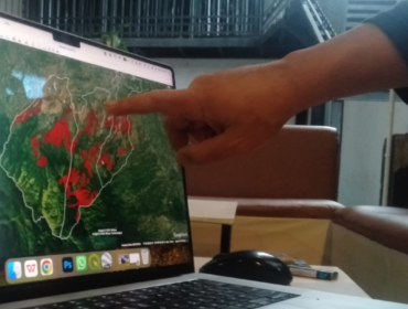 Kondisi hutan lereng Gunung Wilis Nganjuk sisi utara sangat kritis ditunjukkan warna merah dari citra satelit Doc: Perkawis